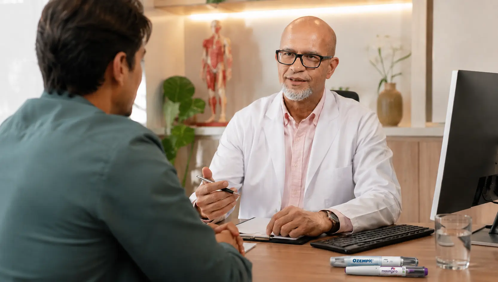Dr. Noé Alvarenga, médico nutrólogo, em consulta com paciente no Rio de Janeiro